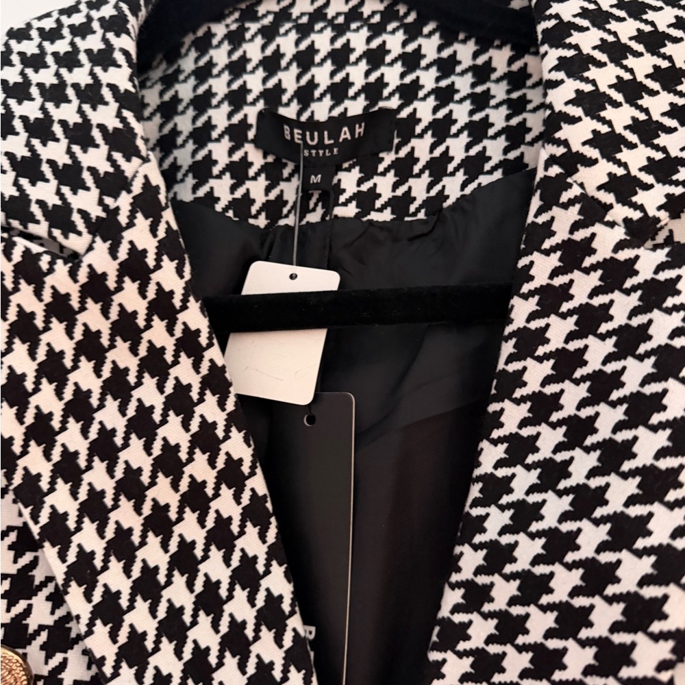 Beulah Black and White Houndstooth Blazer